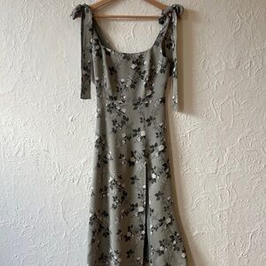 Reformation Sage Green Floral Midi Dress